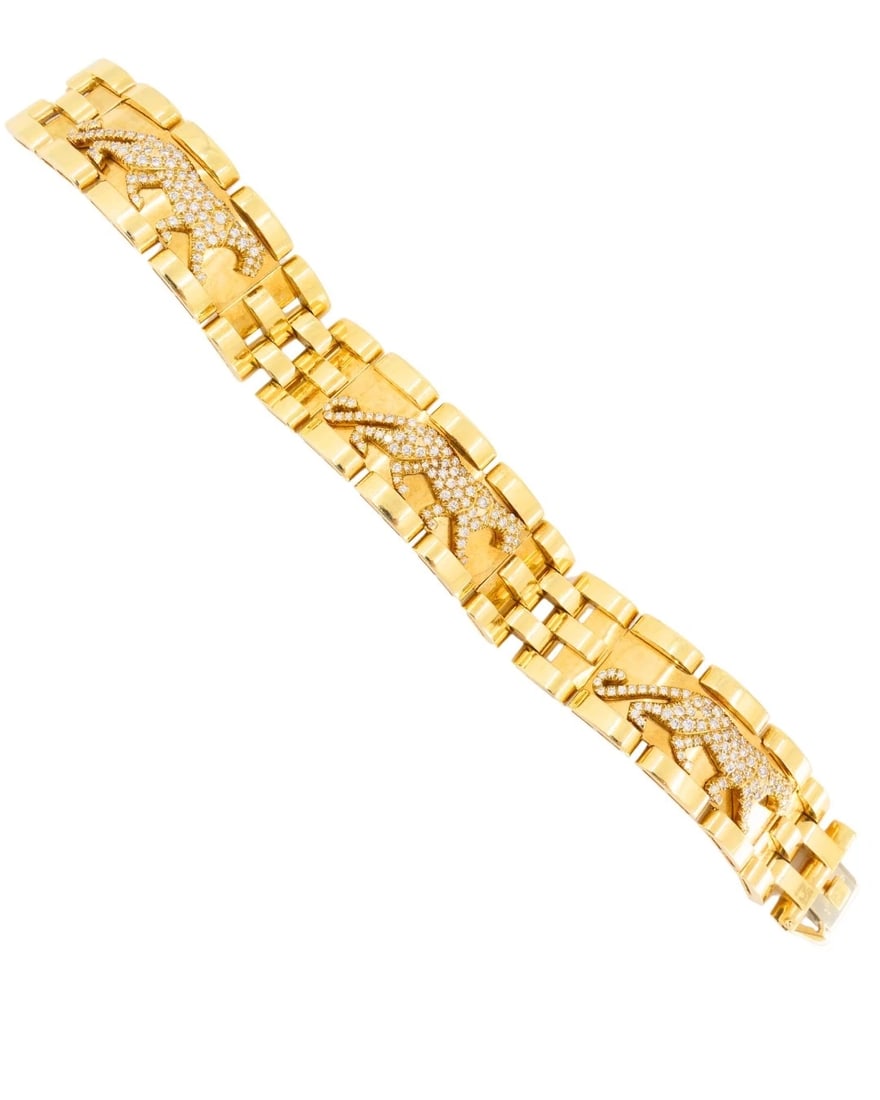 Cartier Walking Panthere Bracelet Diamond Gold Bracelet - 3
