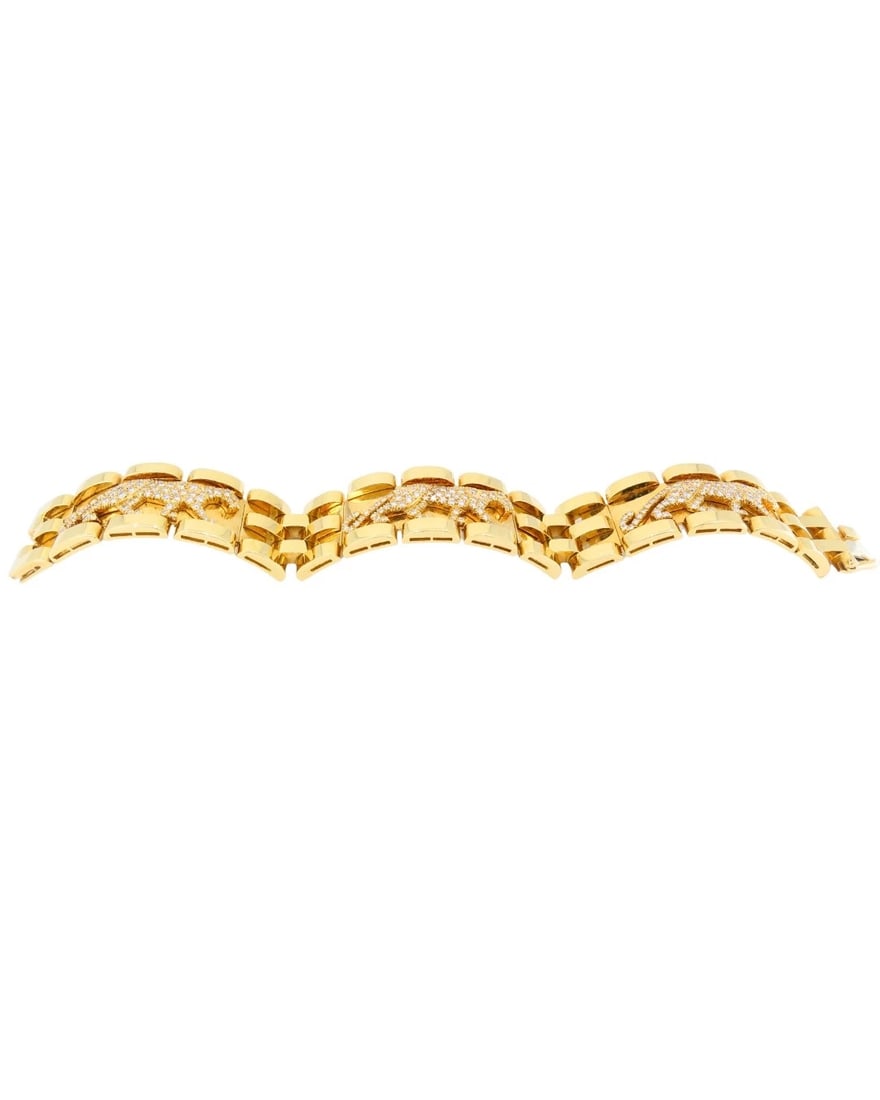 Cartier Walking Panthere Bracelet Diamond Gold Bracelet - 5