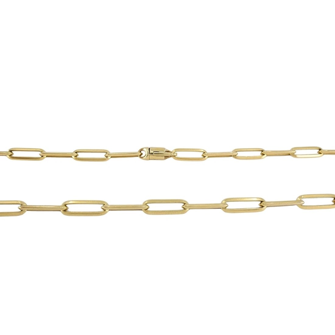 18k Gold Paperclip Chain Necklace, Italy - 3