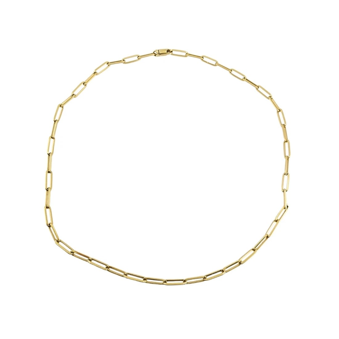 18k Gold Paperclip Chain Necklace, Italy - 4