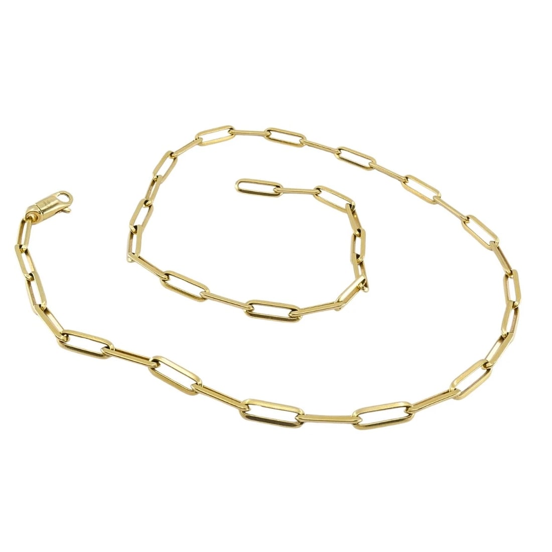 18k Gold Paperclip Chain Necklace, Italy - 6