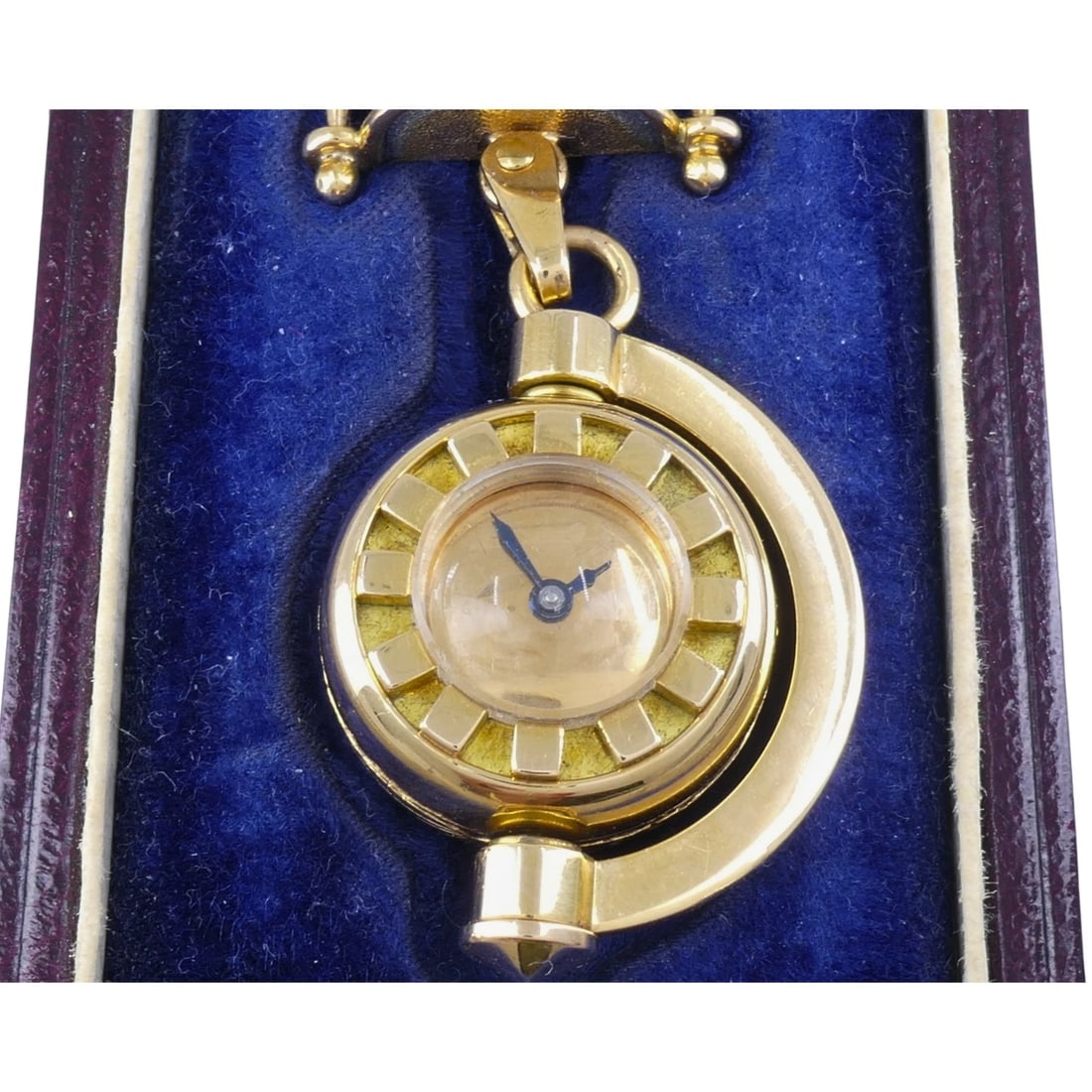 Vintage French LAPEL WATCH Pin Clip 18k Gold Diamonds Estate Jewelry - 2