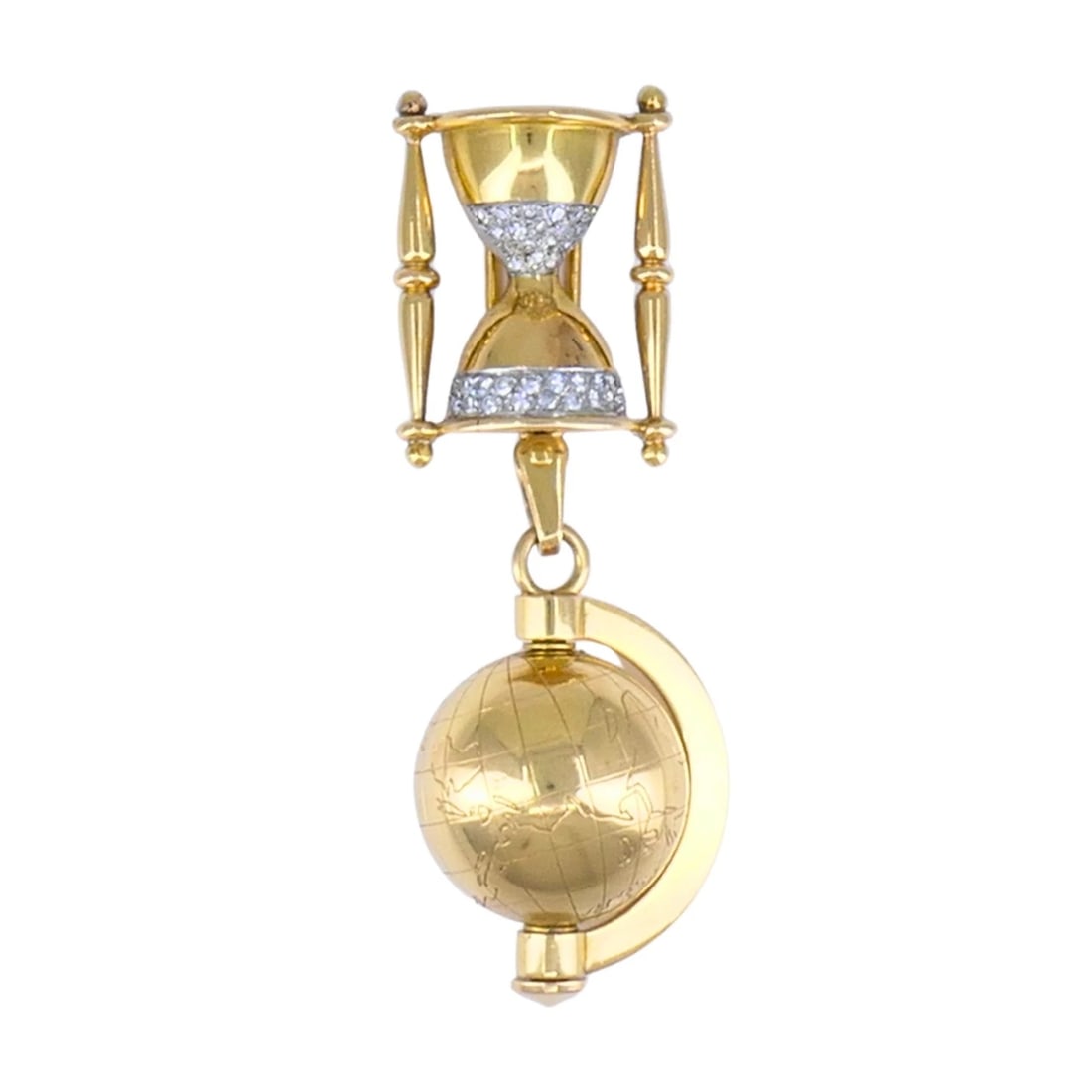 Vintage French LAPEL WATCH Pin Clip 18k Gold Diamonds Estate Jewelry - 8
