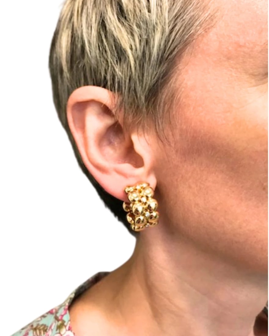 Cartier Honeymoon Clip-On Earrings 18k Gold Diamond Hoop Earrings - 2