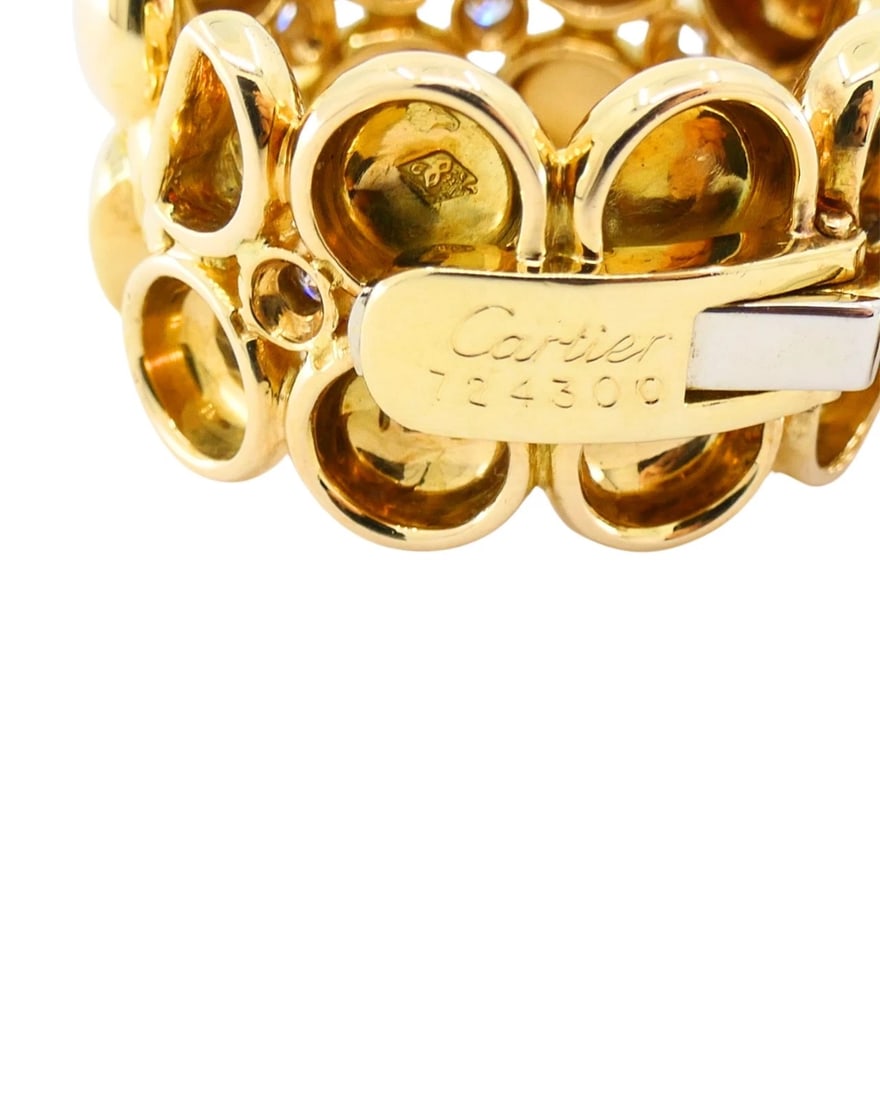 Cartier Honeymoon Clip-On Earrings 18k Gold Diamond Hoop Earrings - 7