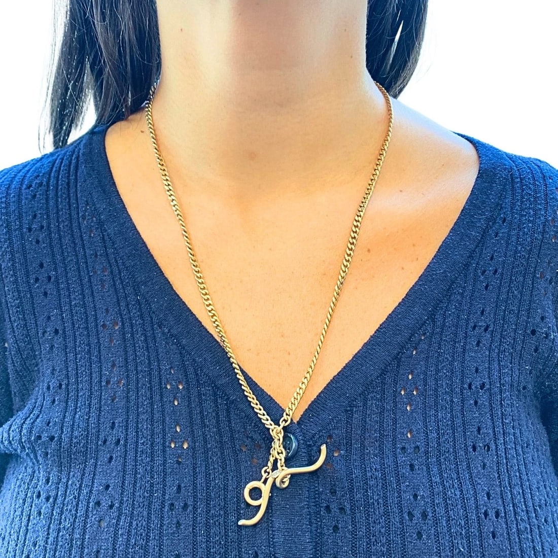 Antique 14k Gold Curb Link Necklace with Hook Clasp, Dated 1918 - 2