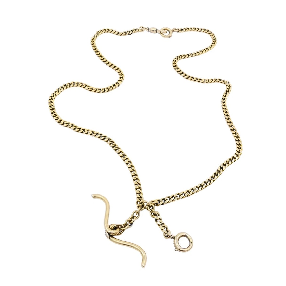 Antique 14k Gold Curb Link Necklace with Hook Clasp, Dated 1918 - 3