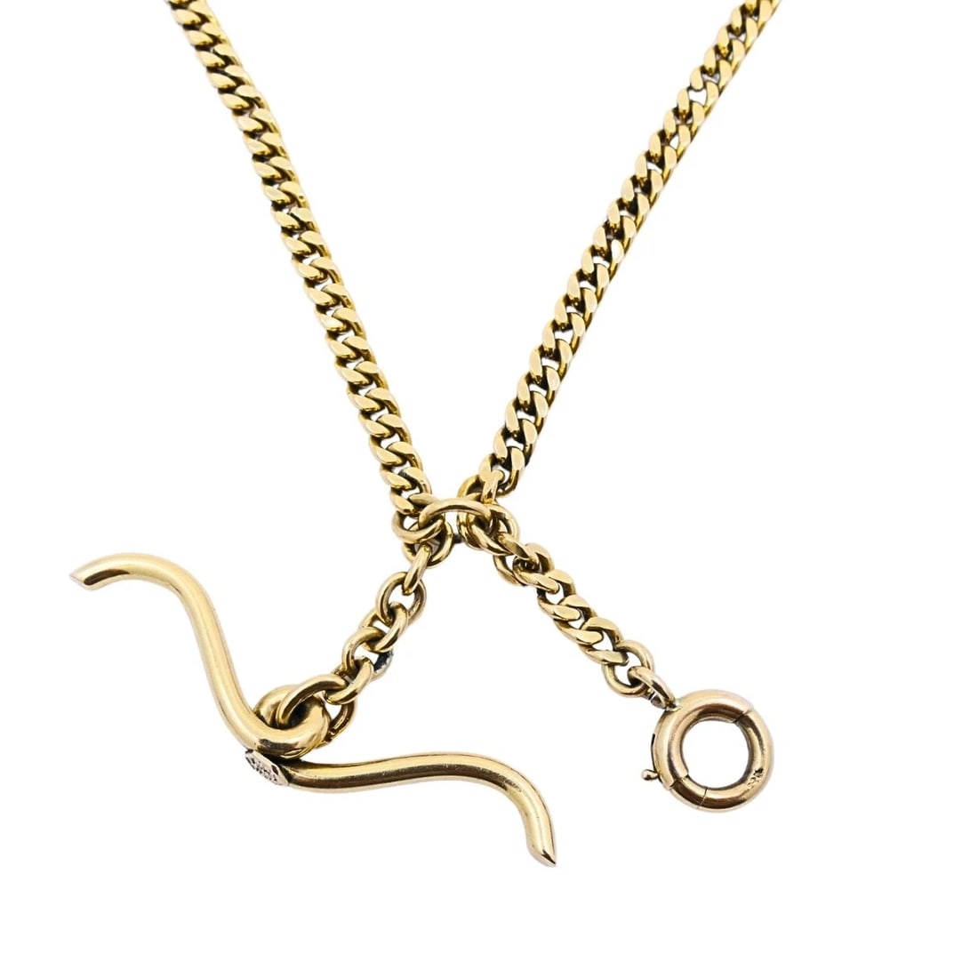 Antique 14k Gold Curb Link Necklace with Hook Clasp, Dated 1918 - 4