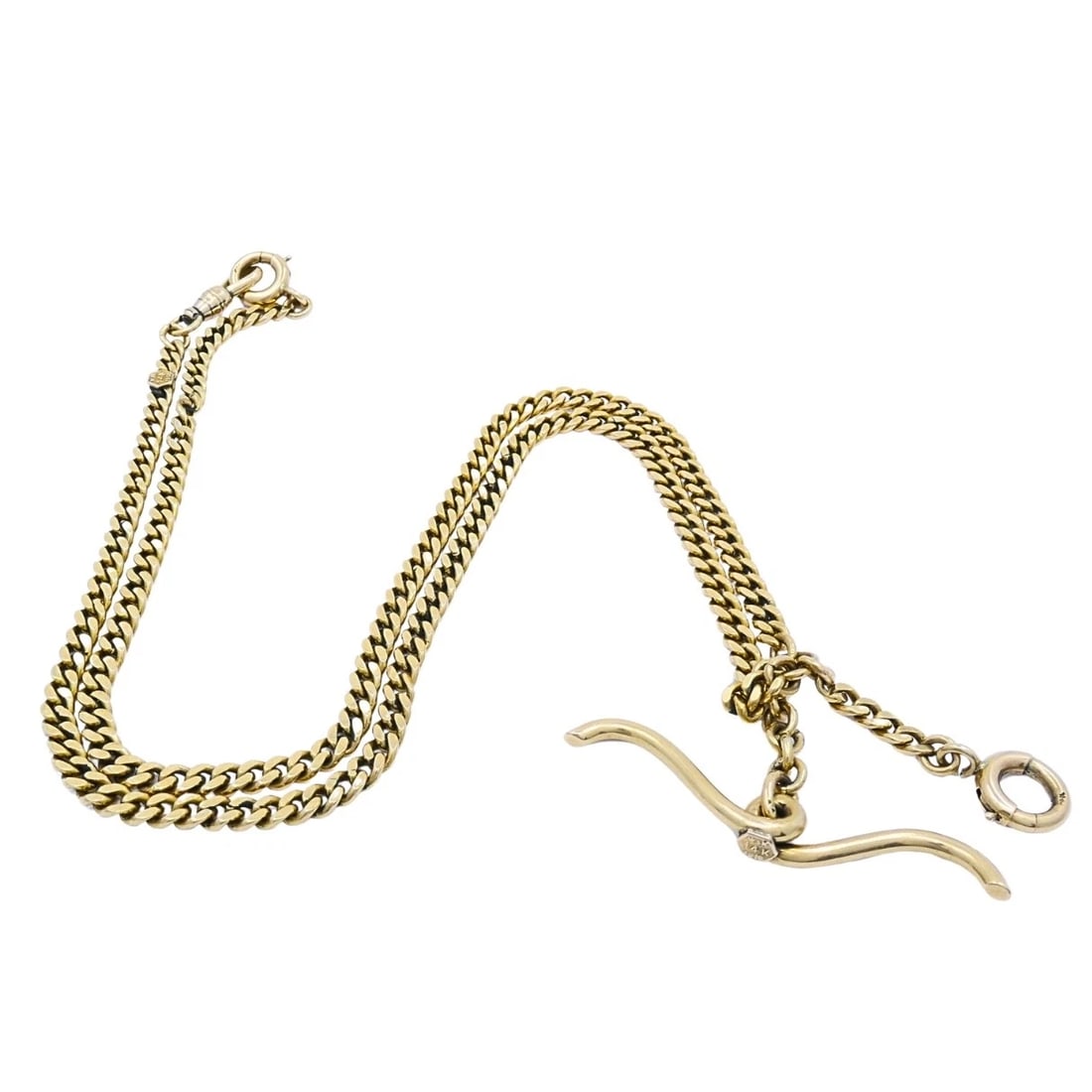 Antique 14k Gold Curb Link Necklace with Hook Clasp, Dated 1918 - 6