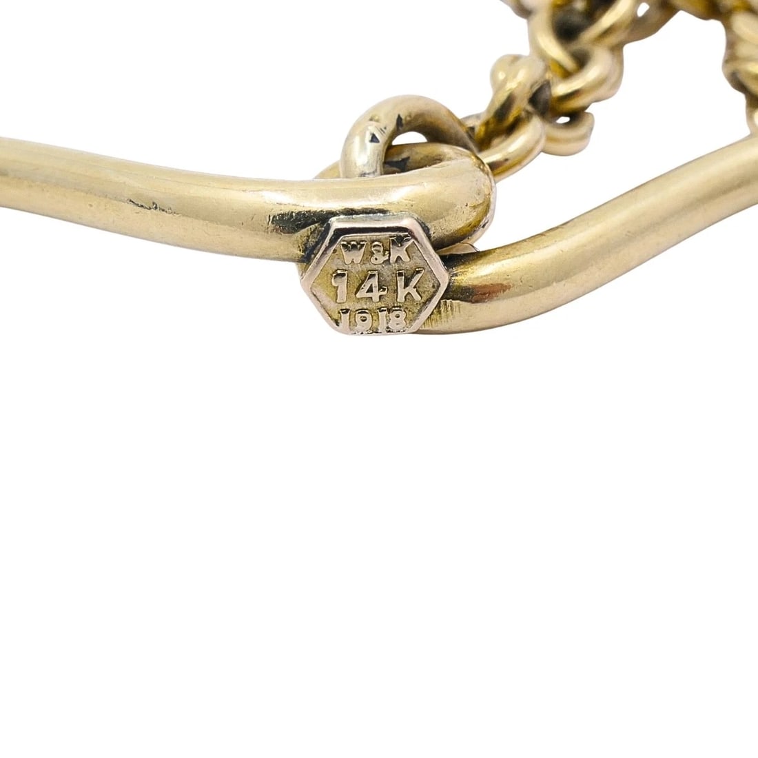 Antique 14k Gold Curb Link Necklace with Hook Clasp, Dated 1918 - 7