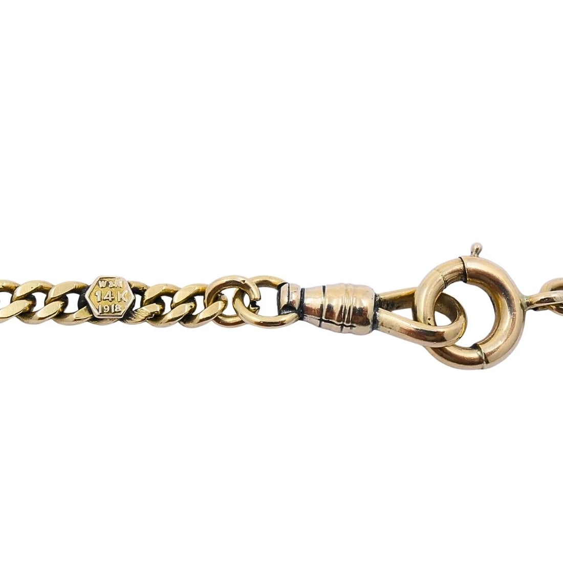 Antique 14k Gold Curb Link Necklace with Hook Clasp, Dated 1918 - 8