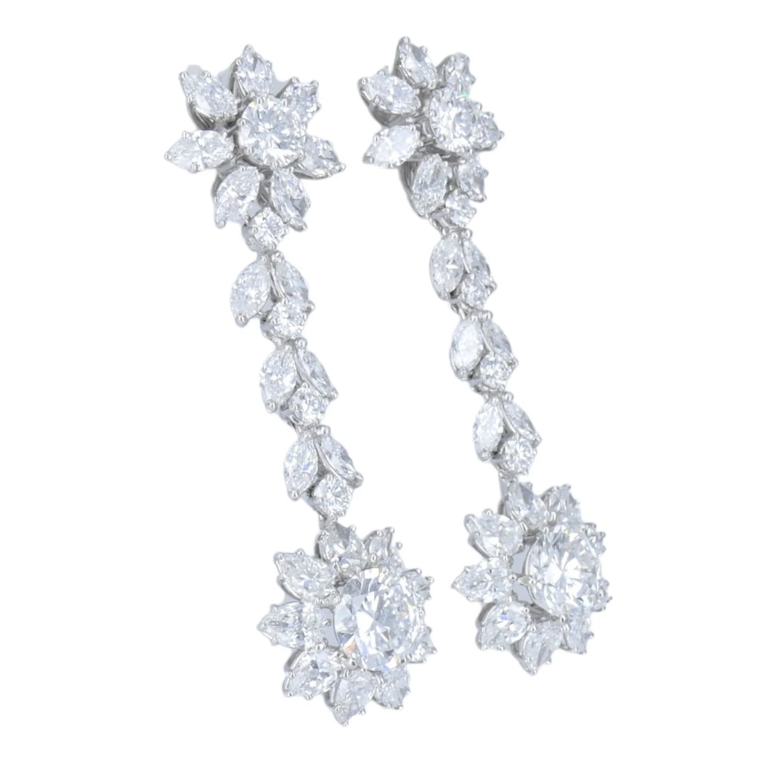 Platinum Diamond EARRINGS Cluster Dangle Earrings Estate Jewelry - 3