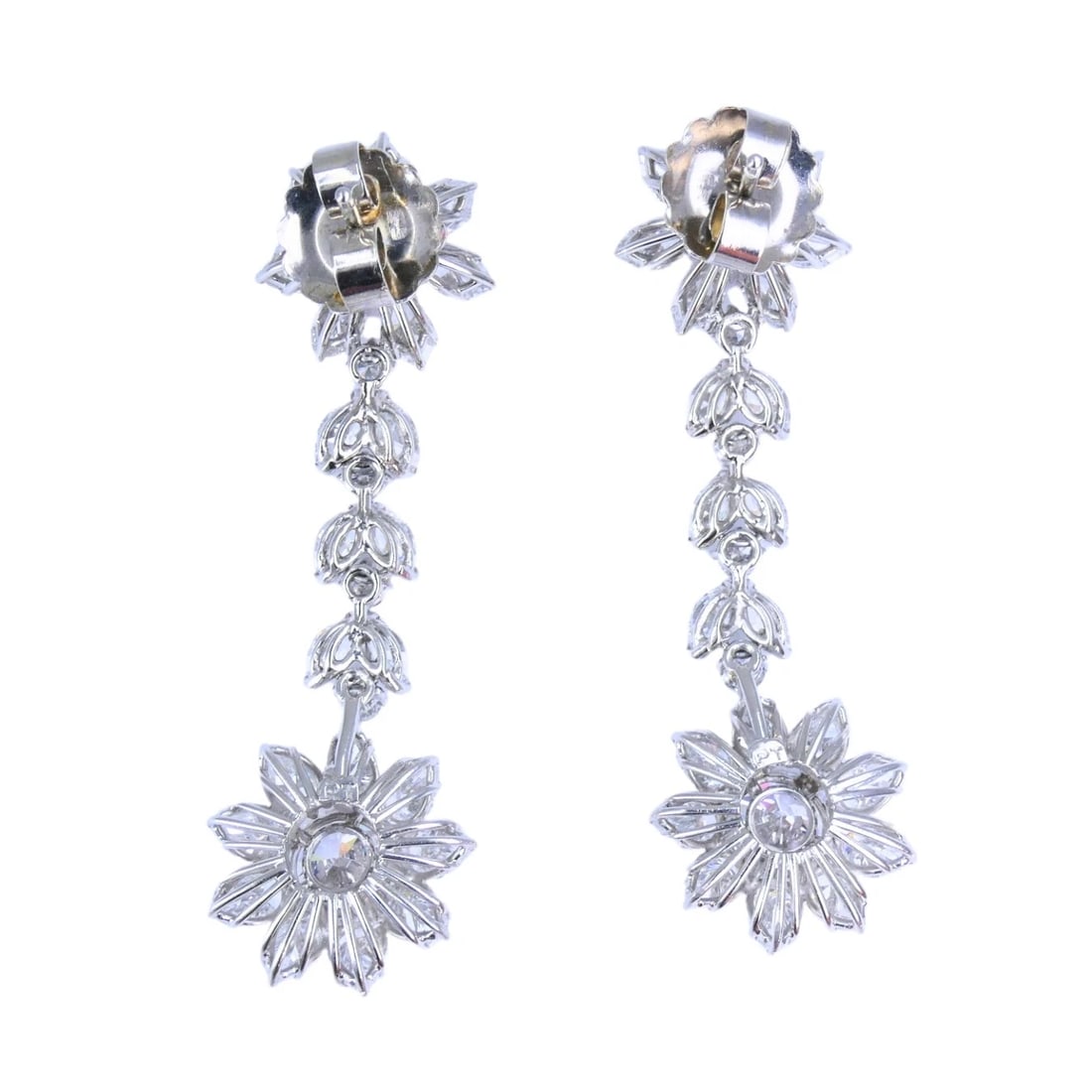 Platinum Diamond EARRINGS Cluster Dangle Earrings Estate Jewelry - 4