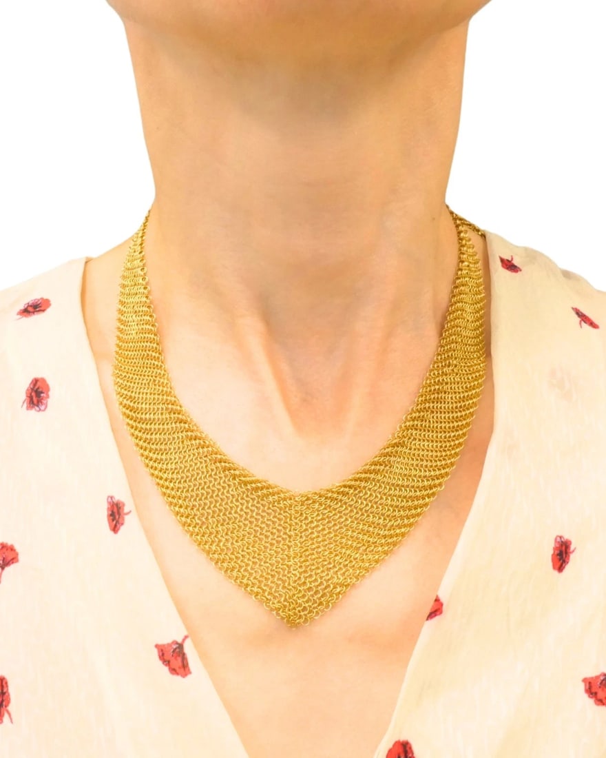 Tiffany & Co. Elsa Peretti Scarf Necklace 18k Gold Mesh Necklace - 2