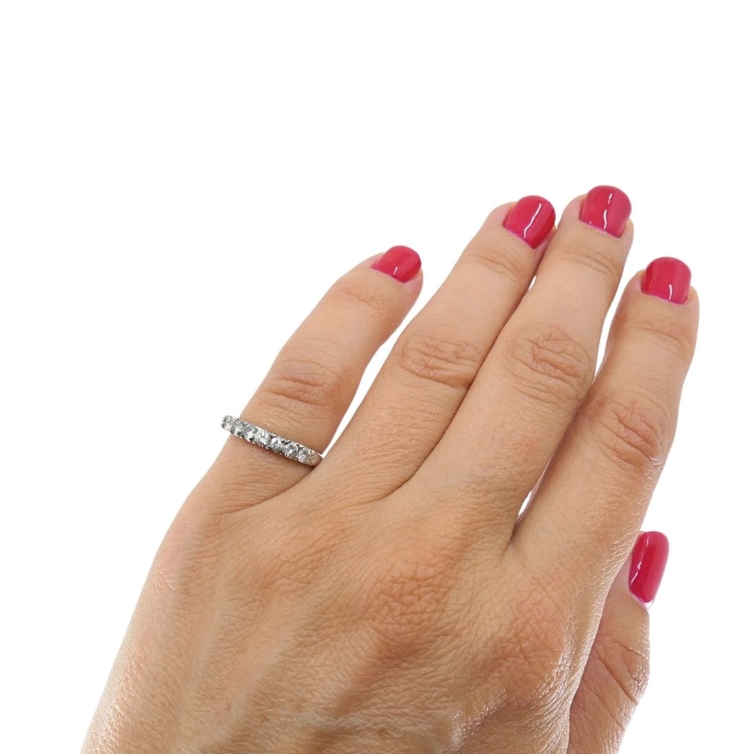 Vintage 12k Gold Diamond Ring Seven-Stone Band - 2