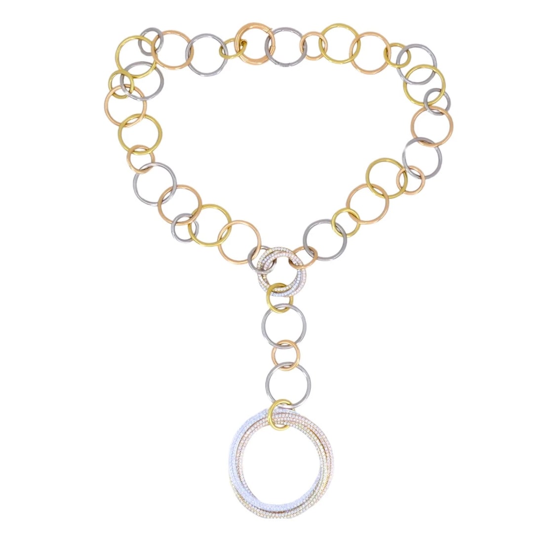 Cartier Trinity Diamond NECKLACE 18k Gold Estate Jewelry - 2