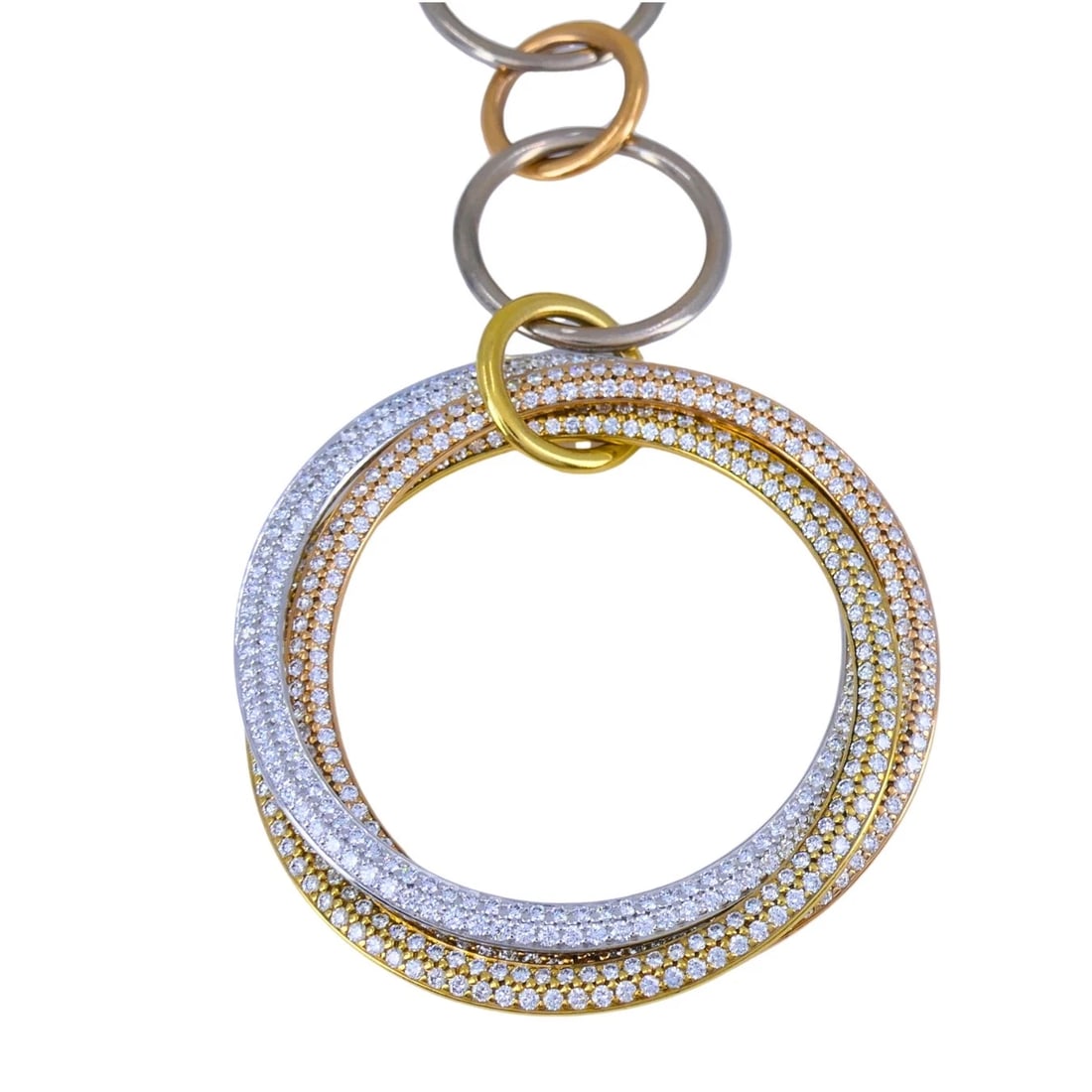 Cartier Trinity Diamond NECKLACE 18k Gold Estate Jewelry - 7