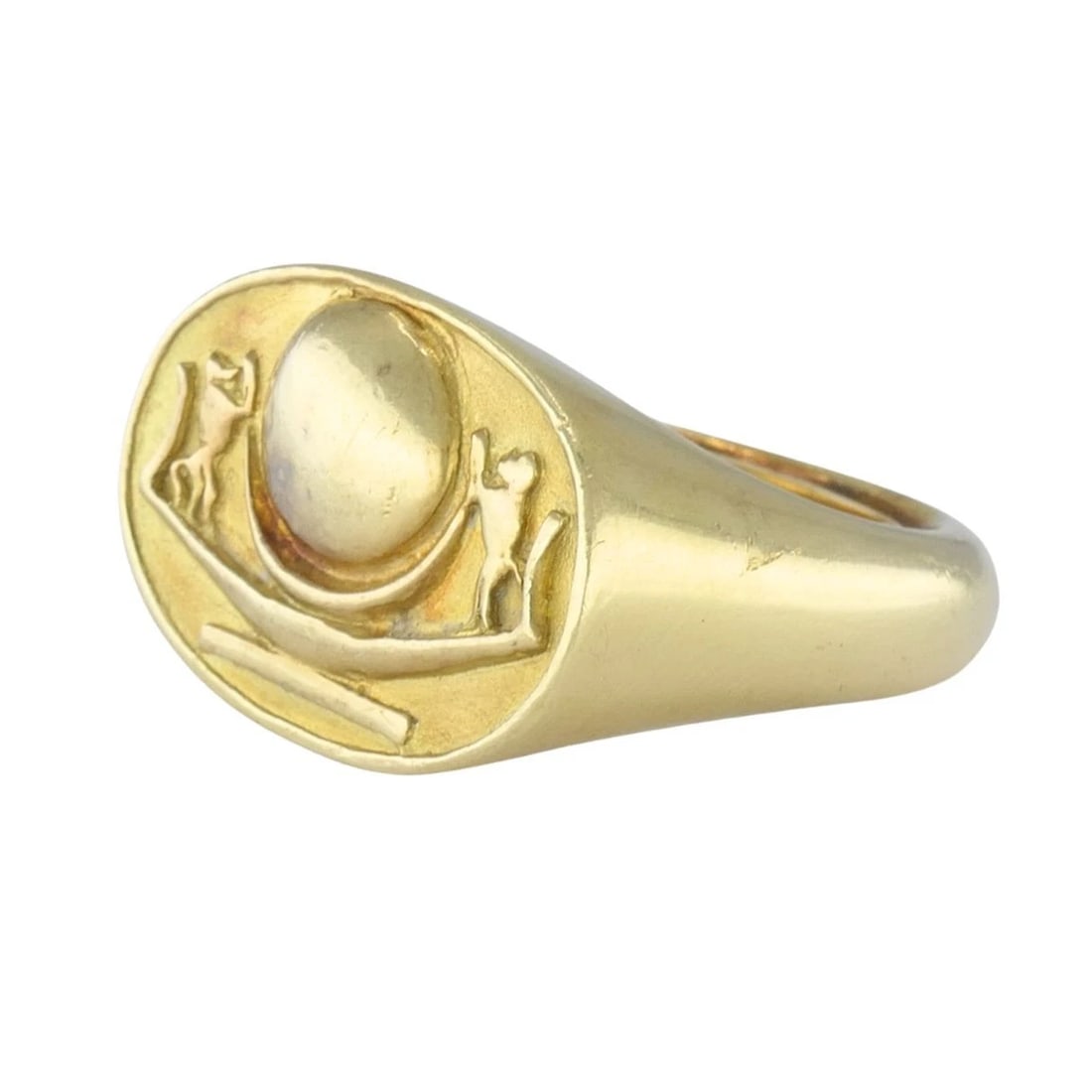 Vintage 1978 Egyptian Revival 18k Gold Signet Ring - 3