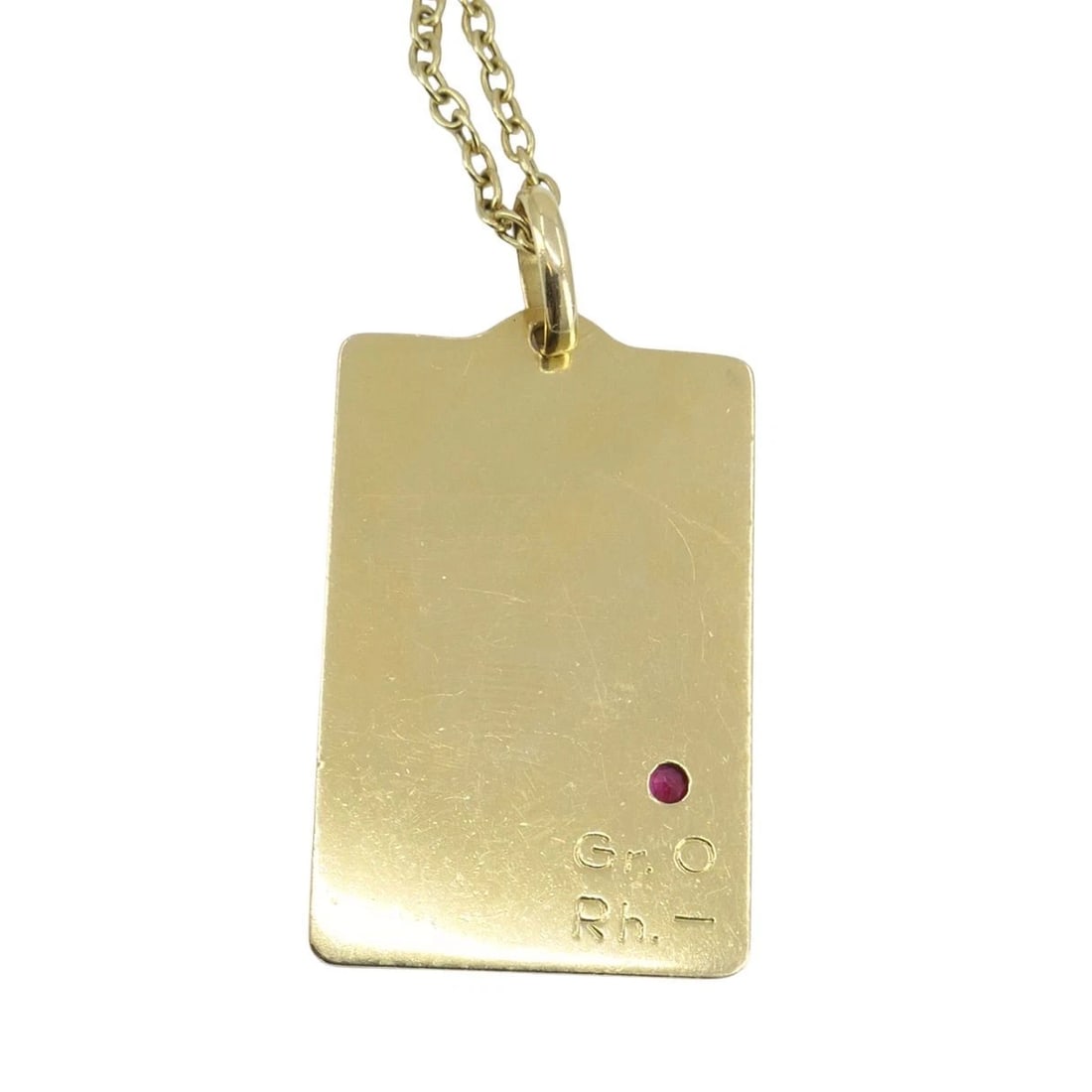 French 18k Gold Ruby 'August 21st' Calendar Pendant Chain Necklace - 4