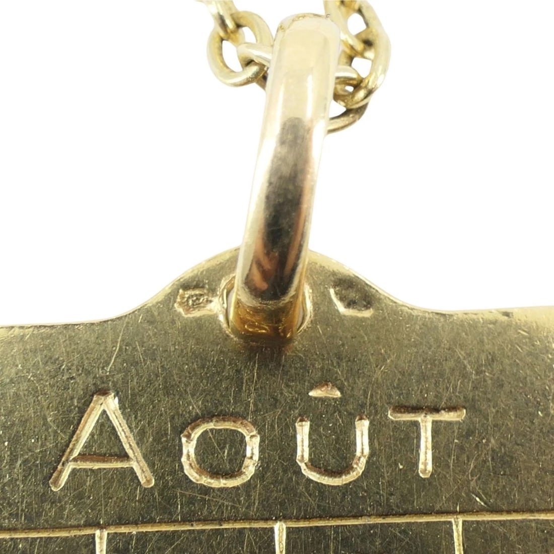 French 18k Gold Ruby 'August 21st' Calendar Pendant Chain Necklace - 5