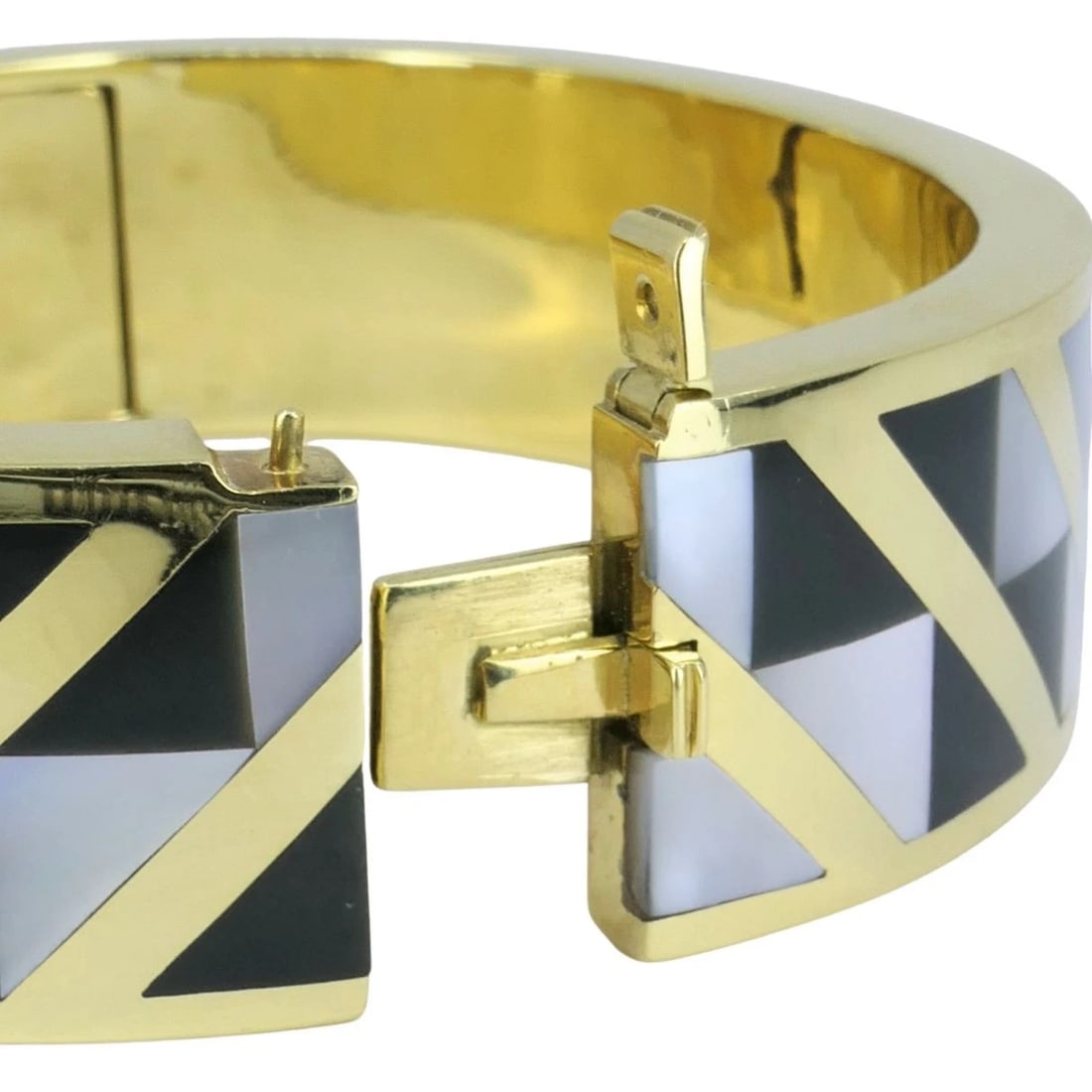 Angela Cummings Tiffany & Co. 1986 18k Gold Onyx Mother of Pearl Inlay Bracelet - 5