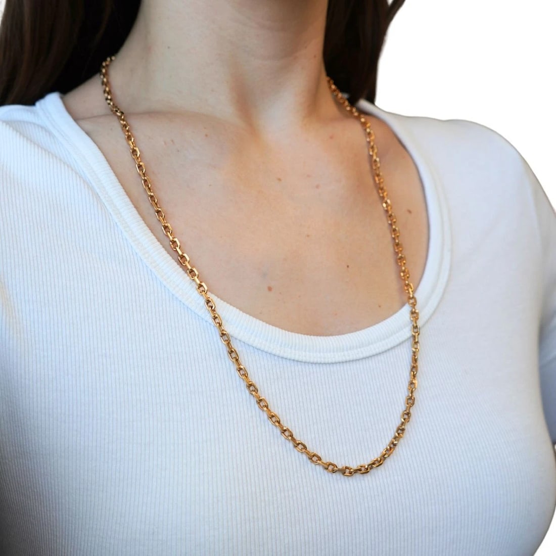 Vintage 18k Rose Gold Cable Link Chain Necklace - 2