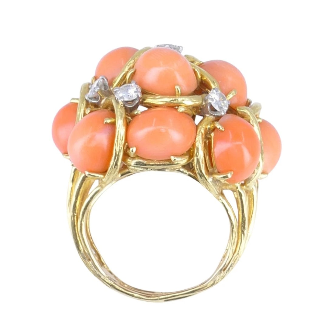 David Webb 18k Gold Coral Diamond Cocktail - 10