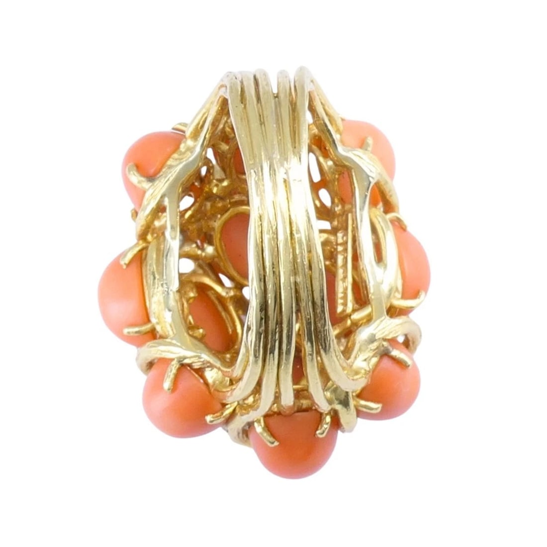 David Webb 18k Gold Coral Diamond Cocktail - 12