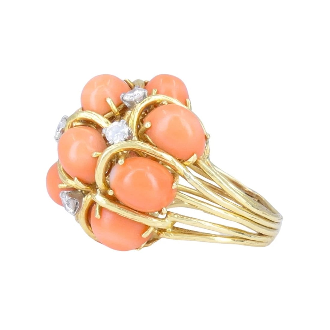 David Webb 18k Gold Coral Diamond Cocktail - 5
