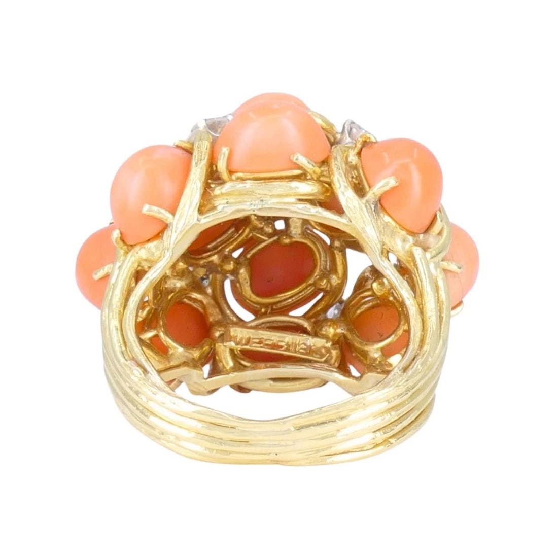 David Webb 18k Gold Coral Diamond Cocktail - 6