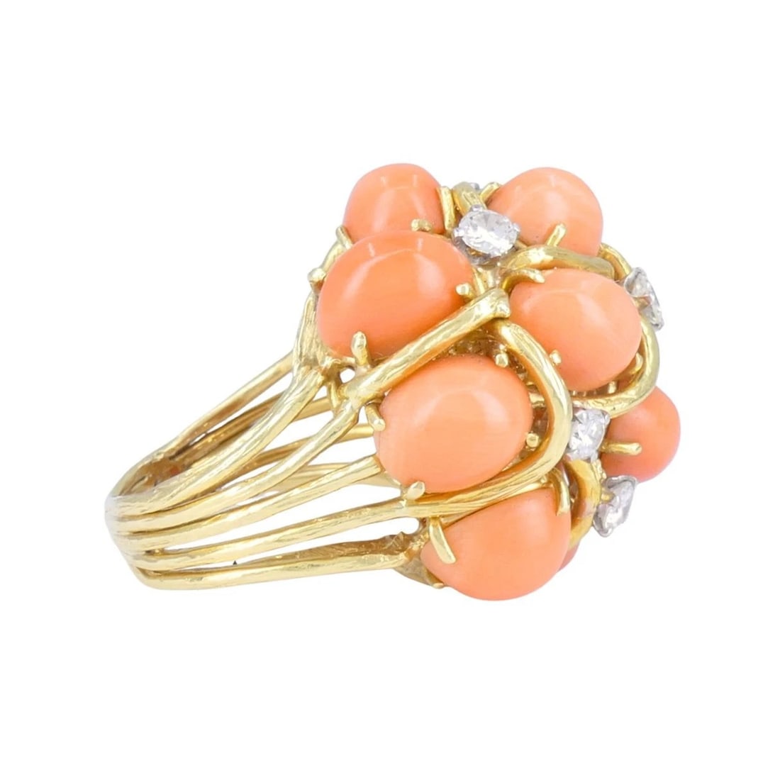 David Webb 18k Gold Coral Diamond Cocktail - 7