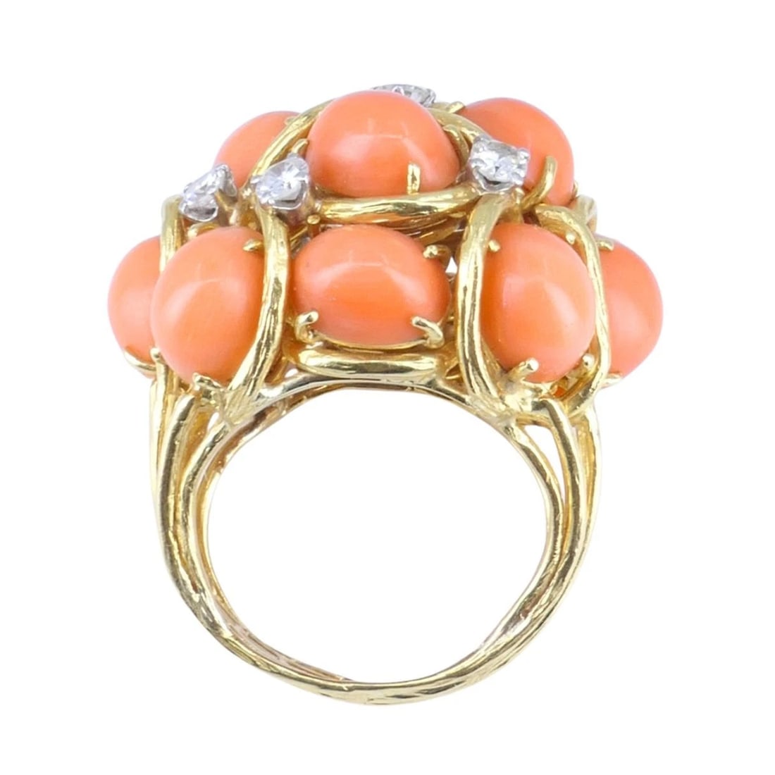 David Webb 18k Gold Coral Diamond Cocktail - 9