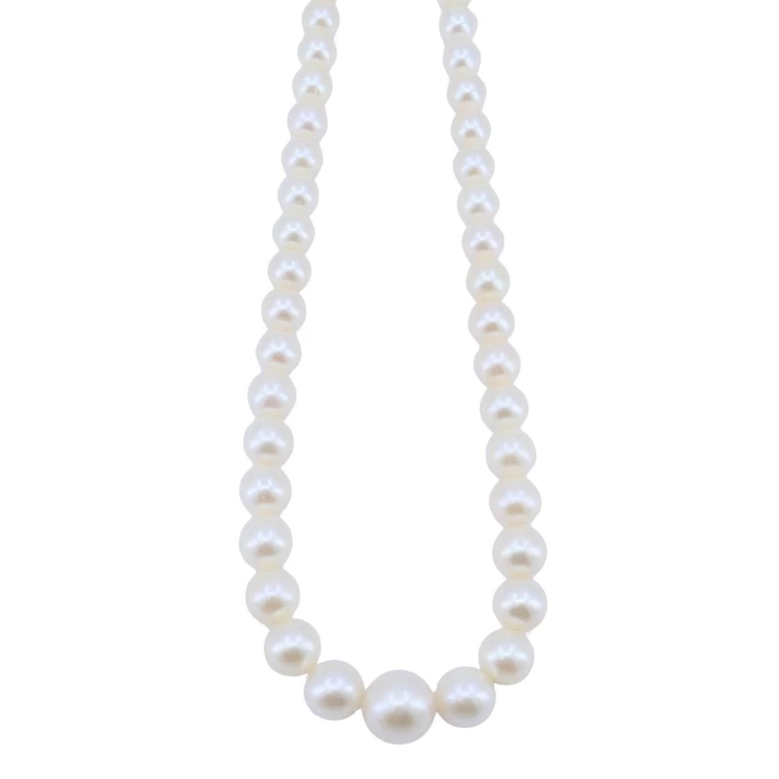 Vintage Mikimoto Akoya Pearl Graduated Necklace with Silver Clasp - 6
