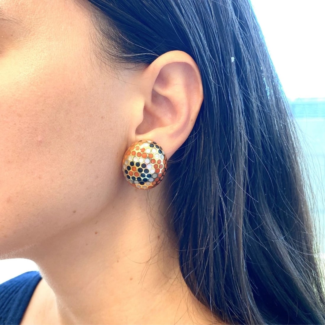 Angela Cummings 18k Gold Dot Dome Earrings - 2
