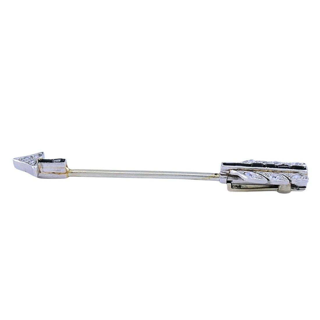 Art Deco 18k Gold Diamond Arrow Jabot Pin - 3