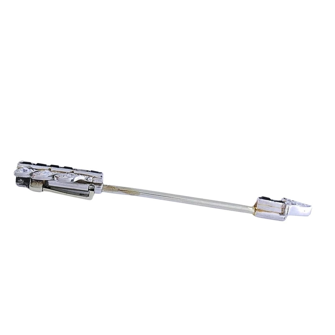 Art Deco 18k Gold Diamond Arrow Jabot Pin - 4