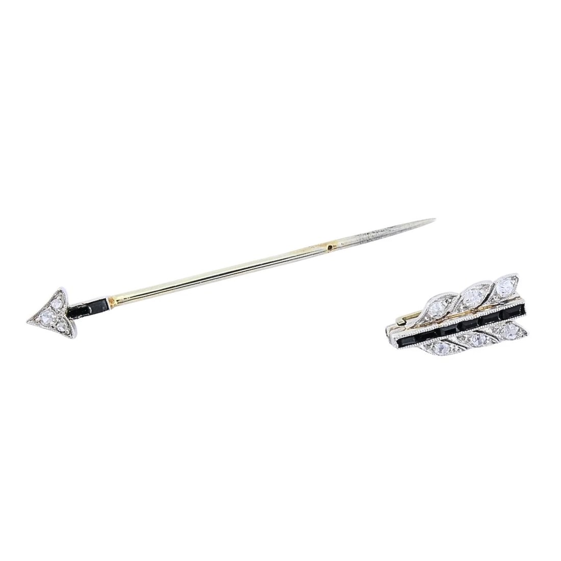 Art Deco 18k Gold Diamond Arrow Jabot Pin - 9