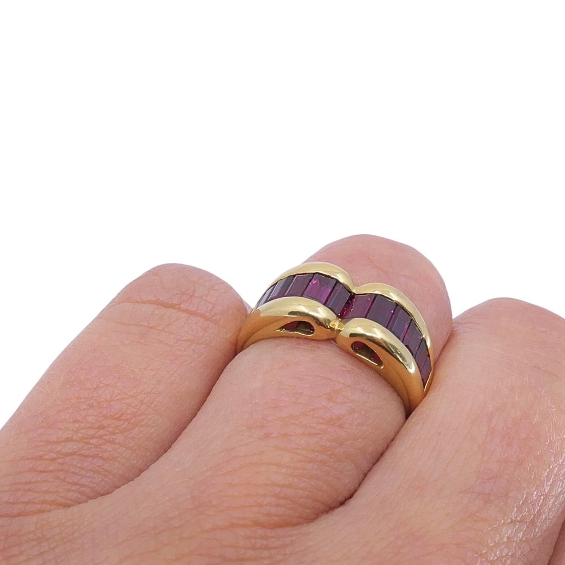Tiffany & Co. 18k Gold Ruby Band Ring - 3