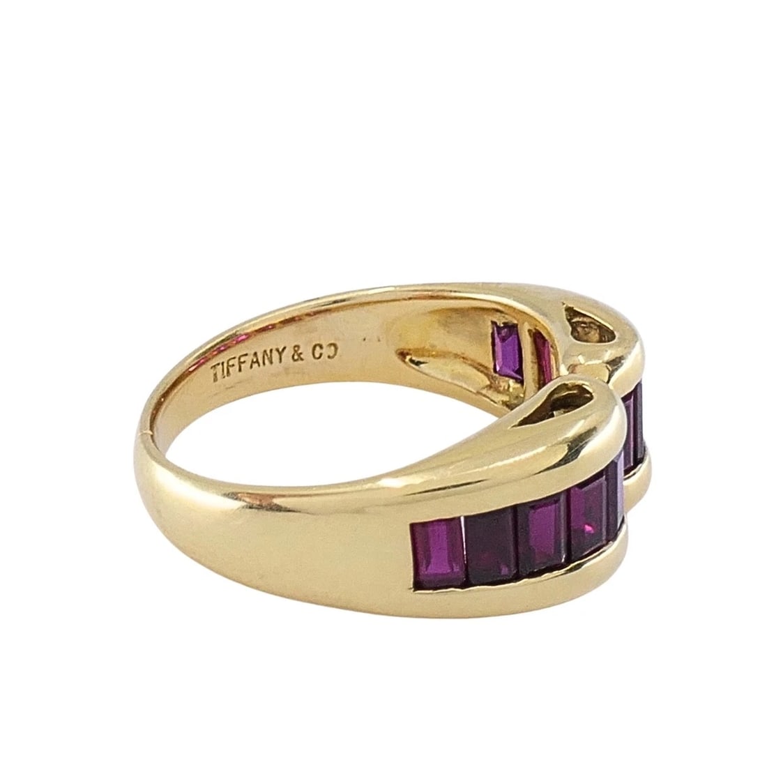 Tiffany & Co. 18k Gold Ruby Band Ring - 6