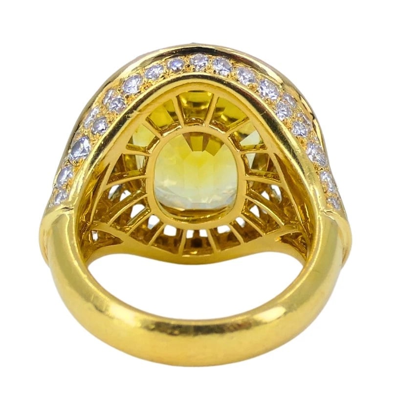 Bvlgari Bulgari Yellow Sapphire RING Gold Aquamarine Diamond Vintage Jewelry - 7