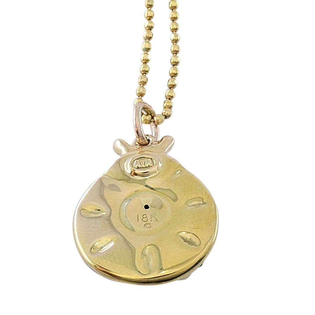 18k Gold Enamel Ladybug Pendant 14k Gold Chain Necklace - 8