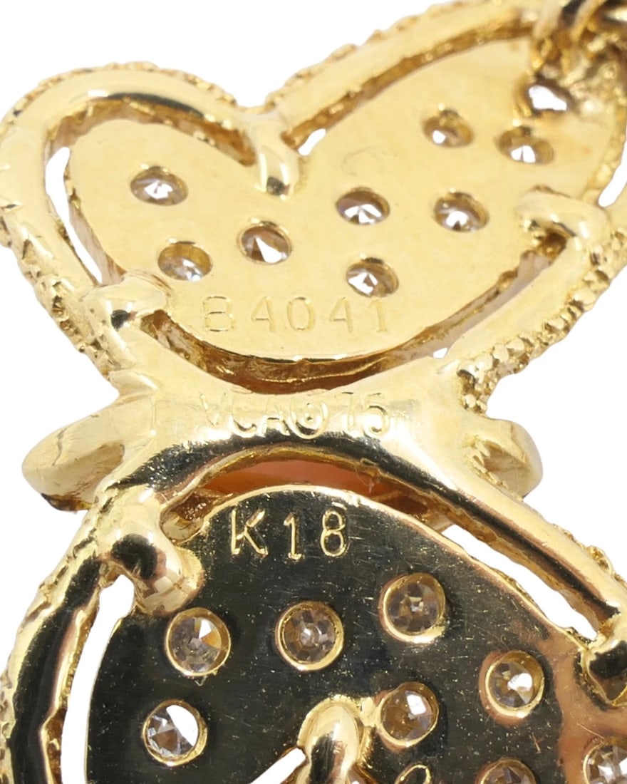 Van Cleef & Arpels Butterfly Necklace Diamond Coral 18k Gold - 6
