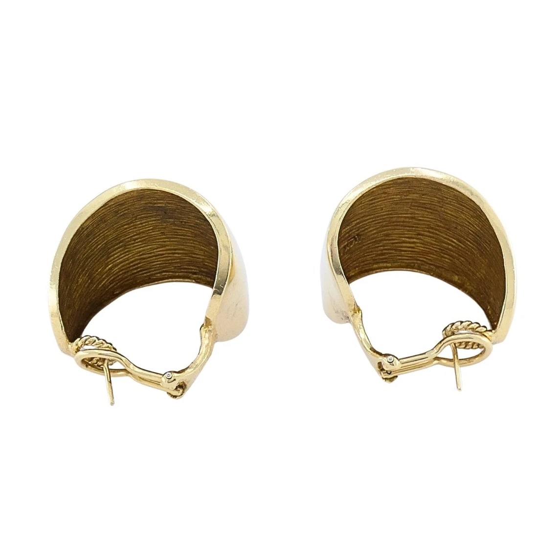 Vintage 14k Gold Sculptural Hoop Earrings - 7