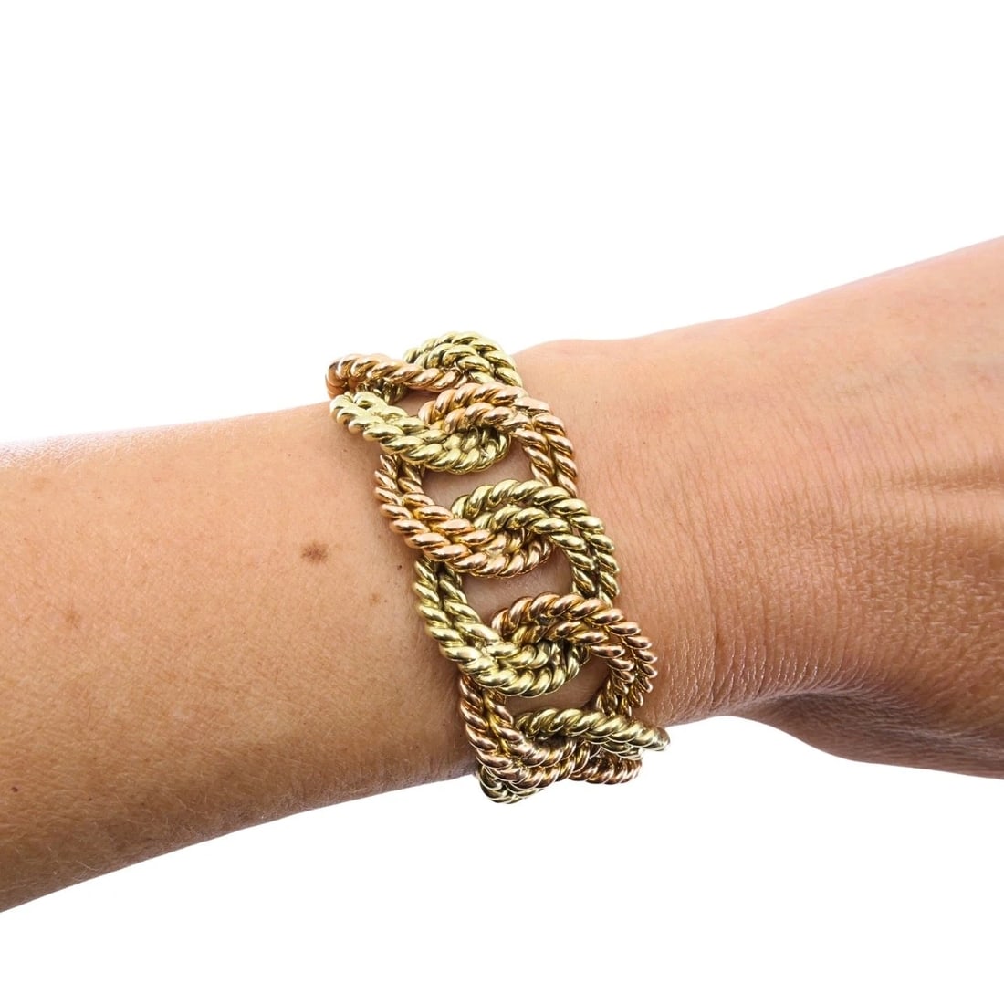Verdura 14k Two-Tone Gold Rope Link Bracelet - 3