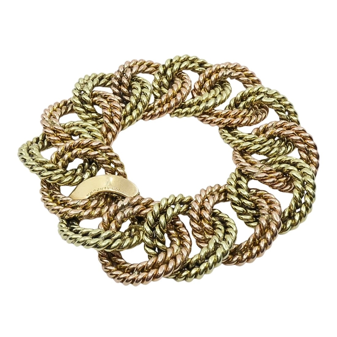 Verdura 14k Two-Tone Gold Rope Link Bracelet - 7