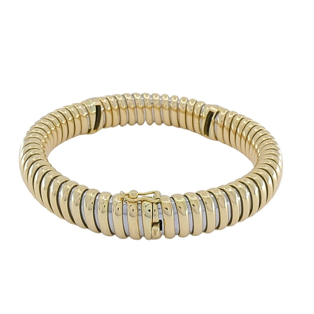 Vintage Cartier 18k Gold & Stainless Steel Tubogas Diamond Bracelet - 7