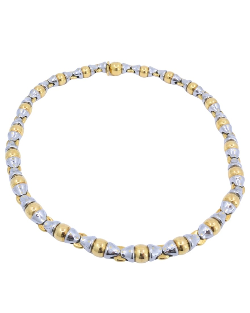 Bvlgari Vintage Bulgari 18k Gold Stainless Steel Collar Necklace - 2