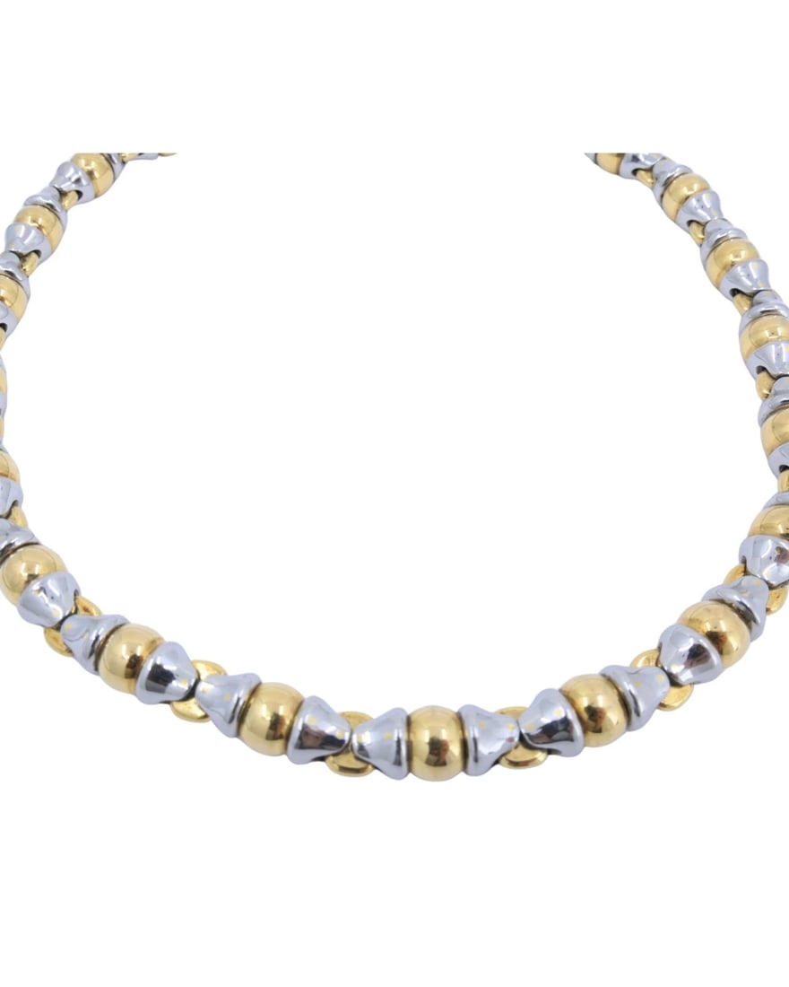 Bvlgari Vintage Bulgari 18k Gold Stainless Steel Collar Necklace - 3