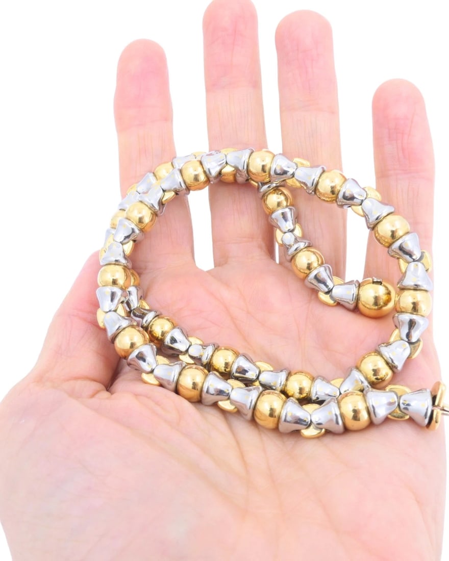 Bvlgari Vintage Bulgari 18k Gold Stainless Steel Collar Necklace - 7