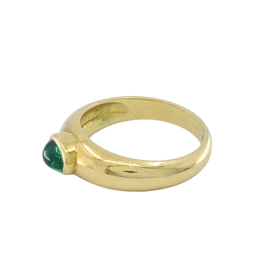 Asprey London 18k Gold Oval Cabochon Emerald Ring - 5